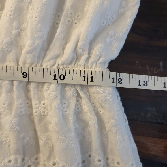 Lungo L'arno White Eyelet Dress 100% Cotton V Neck Sleeveless Summer Lightweight - Picture 10 of 10